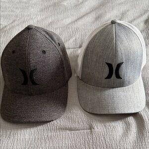 Hurley Two-Pack Heathered Gray & Charcoal Trucker Hats Small/Medium Flex Fit